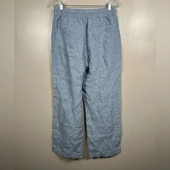 Athleta Retreat Linen Wide Leg Pant Chambray Blue - 8 - Picture 6 of 8